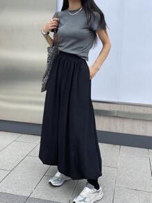DAZY Women Simple Casual Daily Wear Skirt - Navy Blue - View 2