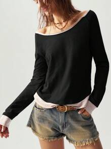 Bohemela Women's Fitted Contrast Color Design Raglan Sleeve Casual Jersey T-Shirt - Multicolor - View 6
