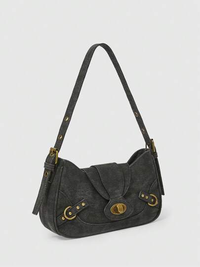 Grunge Punk Bolso de mano de unicolor retro, adecuado para el uso diario y los viajes