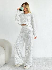 EURMUSE Cotton 2Pcs Heart Printed Lounge Set - Multicolor - View 3