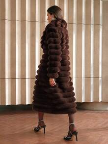 Anewsta New Autumn/Winter Fluffy Long Coat, Women Fashionable Fur Jacket - Coffee Brown - View 6