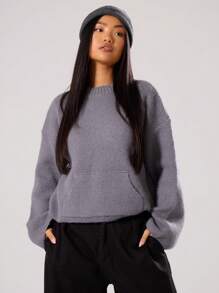 MUSERA Round Neck Flare Sleeve Mohair Knit Jumper