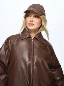 MISSGUIDED Áo khoác phao mùa đông cao cấp Áo khoác phao chần bông có khóa kéo phía trước Thời trang đường phố đô thị Áo khoác ấm áp thường ngày mùa thu - Rỉ Nâu - Xem 6