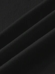 SHEIN Essnce 休闲简约心形图案圆领短袖修身大码女式 T 恤，适合夏季和感恩节 - 黑色 - 查看 4