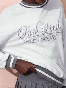 VARSITIE 圆领长袖宽松休闲百褶迷你女士运动套装 - 白色 - 查看 5