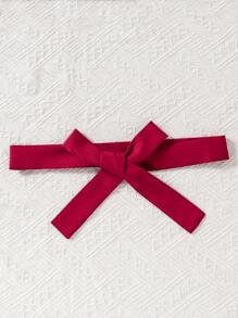 SHEIN Teen Girl Fashionable Elegant Solid Color Pleated Round Neck Dress Casual Versatile With Belt - Burgundy - View 6