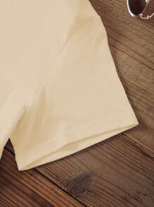 SHEIN EZwear 女士浣熊印花短袖休闲 T 恤图案 T 恤女士上衣 - 杏色 - 查看 4