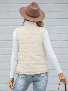 EMERY ROSE 2024 Autumn/Winter New White Quilted Padded Coat, Warm Lining - White - View 2