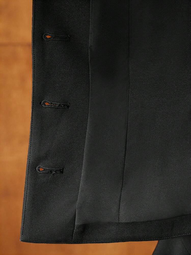 DETACHABLE FUZZY COLLAR BUTTON UP STRUCTURED BLAZER