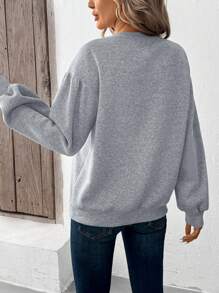 SHEIN LUNE Women's Casual Lace Long Sleeve Sweatshirt, Holiday Wear