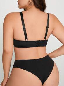 DesireSculpt 1 pieza Sujetador romántico y sexy con encaje de contraste, con Push-up, ajustable y talla grande