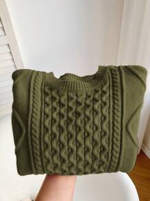 Chandail câblé à col rond à manches longues pour jeunes garçons, tricot douillet et chaud, pull convenant pour les déplacements, l'école, les activités décontractées, les fêtes et les activités extérieures