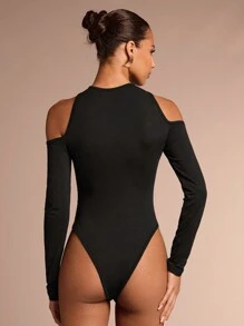 Glamine Body da donna alla moda, con spalle scoperte, maniche lunghe e linea slim, adatto per l'autunno - nero - Visualizzare 2