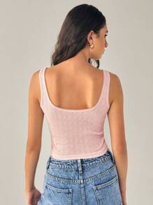 Forever 21 Autumn/Winter Knit Textured Casual Versatile Tank Top - Pink - View 9
