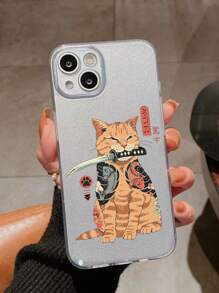 Vincenttrinidadart Anime 1pc Samurai Cat Ukiyo-E Style Black IMD Phone Case Compatible With Apple Phones - Multicolor - View 2