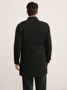 Manfinity VCAY Men's Fitted Casual Stand Collar Long Sleeve Lined Jacket For Autumn/Winter, Long Casual Overcoat