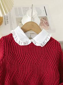 Young Girl Round Collar Solid Color Minimalist Casual Daily Sweater