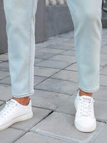 Manfinity Homme Jeans casuales de pierna recta y ajuste relajado para hombres con bolsillos