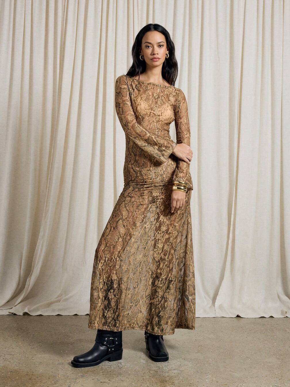 snake dress long sleeve snake print dress long sleeve Long Sleeve Snake Skin Dress  SAINT CHRISTINE