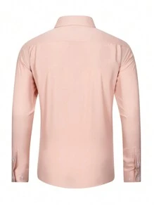 Manfinity Homme 男士骑士印花长袖单排扣休闲衬衫，秋季 - 藕粉色 - 查看 2