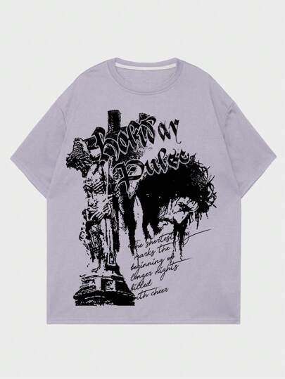 Street Life Men's Round Neck Short Sleeve Printed Casual Shirt For Daily Wear