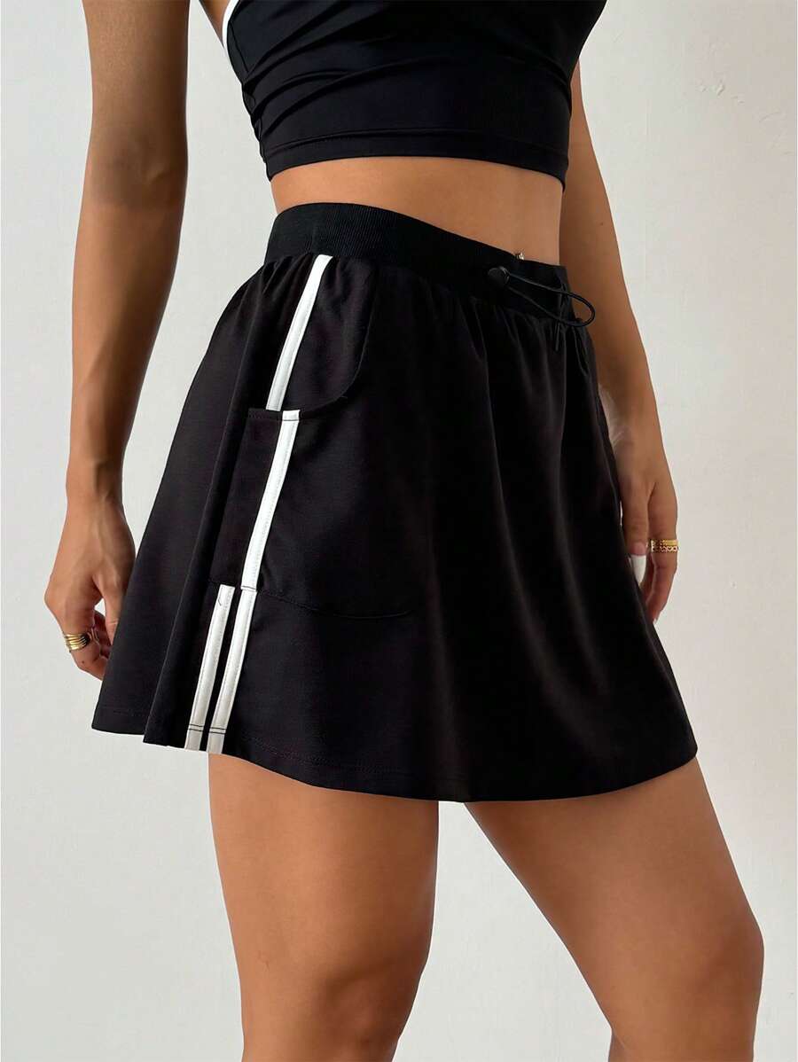 Easithlete 2 合 1 女式运动裙带抽绳，休闲高腰透气网球裙，适合跑步、瑜伽、健身