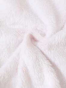 女婴厚保暖内衬心形刺绣图案印花连帽长袖连体衣，可爱动物脸设计适合户外穿着，秋冬季 - 粉色 - 查看 5