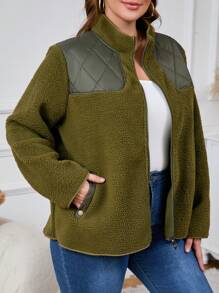 SHEIN LUNE Chaqueta de manga larga y corte holgado con cremallera para mujer de talla grande, para otoño/invierno