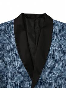 Manfinity AFTRDRK Men's 2-Pcs Color Block Shawl Collar Blazer & Pants Business Travel Suit, Autumn - Navy Blue - View 4