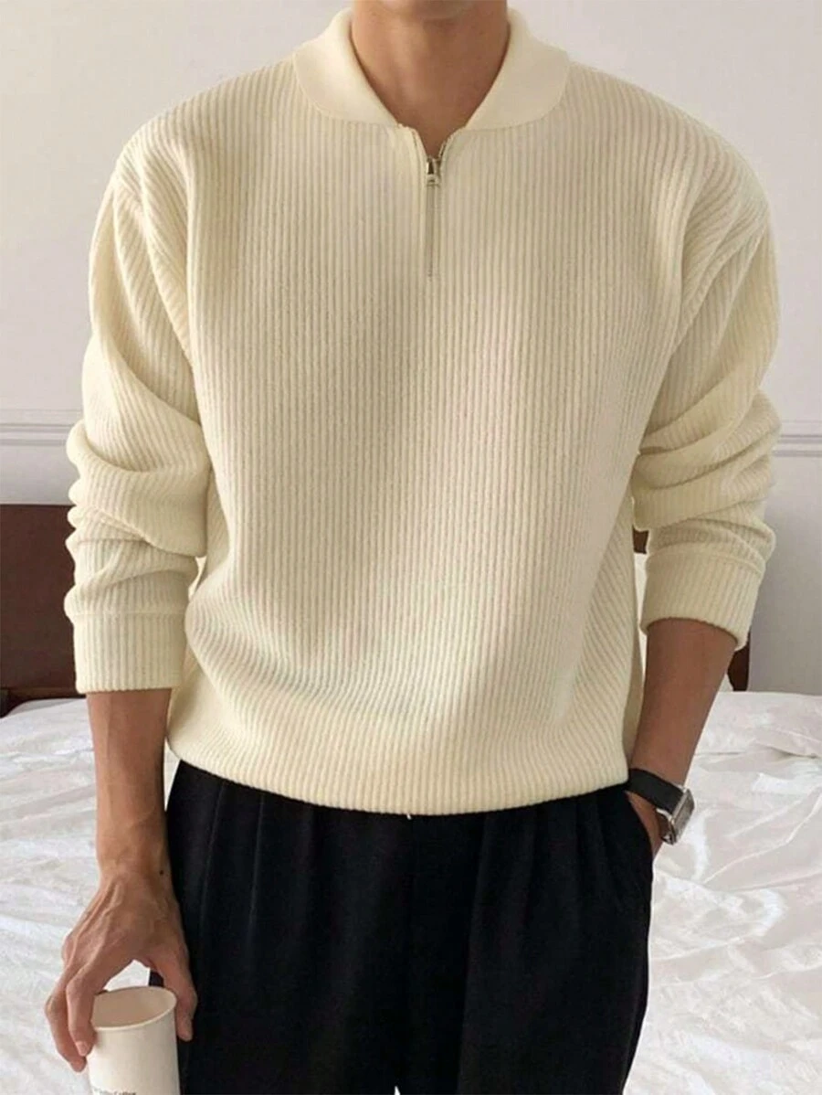 DAZY 男士休闲纯色套头卫衣，百搭秋季单品，四分之一拉链设计