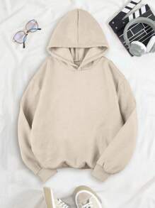 少女休闲时尚简约豹纹星形印花卫衣 - 米色 - 查看 2