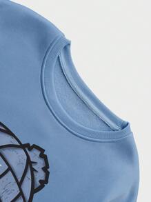 Manfinity EMRG Sudadera de cuello redondo de manga larga con bloques de color y parches, gráfico simple, para salir, regalo para amigos, esposo, novio