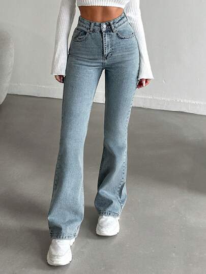 98% Baumwolle gewaschene lässige Schlagjeans mit schrägen Taschen