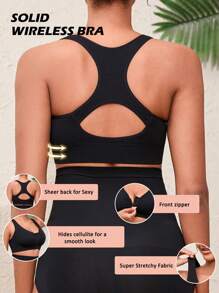 1 Stück nahtloser, drahtloser, weicher, bequemer Damen-Bustier-Träger mit Reißverschluss - Schwarz - Übersicht 2