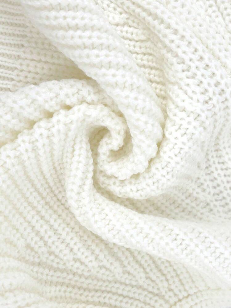 Sweetra 2pcs Solid Ribbed Knit Shrug Cardigan,Long Sleeve Tops Fall Winter Cloth For Women - Black and White - View 8