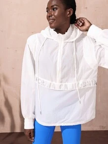 VARSITIE 高领连帽长袖拉链宽松女士户外夹克 - 白色 - 查看 4