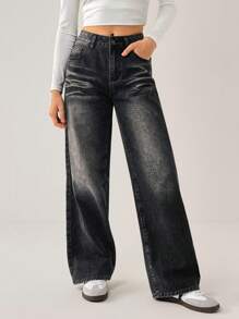 Forever 21 女士休闲牛仔裤 - 黑色 - 查看 1