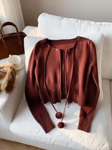 Comfortcana 女士蓬松拼接长袖拉链修身开衫，秋冬款