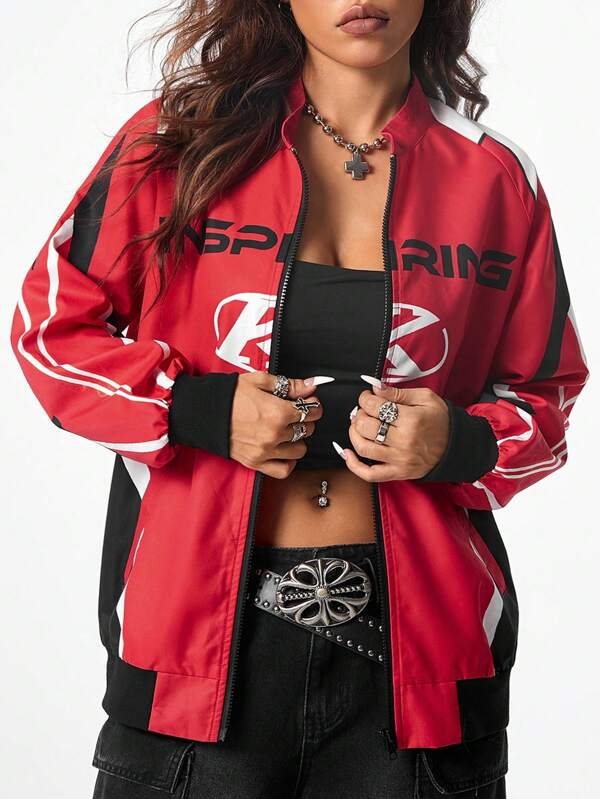 Coolane Women's Fall/Winter Y2K Graphics Long Sleeve Jacket