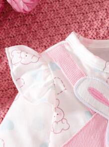 SHEIN Baby Girl Casual Dress + Headband Set, Simple & Stylish For Everyday Wear - Multicolor - View 4