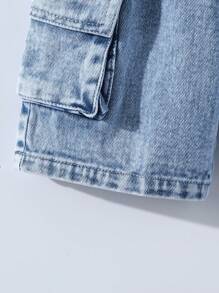 SHEIN Young Boy Casual Tooling Jean Vest & Denim Shorts Denim Outfit