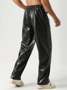 Manfinity EMRG Pantalones casuales minimalistas de moda para hombre, pantalones rectos de pierna larga para uso diario y salidas, regalo para esposo o novio