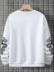 Manfinity LEGND Men's Round Neck Long Sleeve Simple Print Sweatshirt, Casual Daily Wear