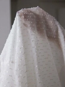 SHEIN Privé 女士浪漫优雅荷叶边纹理长袖衬衫优雅商务休闲女士纽扣衬衫 - 白色 - 查看 7
