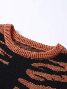 Manfinity EMRG Men's Skeleton Print Round Neck Casual Sweater, Autumn/Winter - Orange - View 3