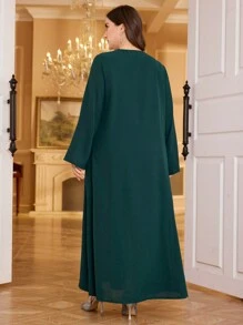 Al Najma Váy dài tay đính hạt cỡ lớn, kín đáo - Màu xanh lá cây đậm - Xem 2