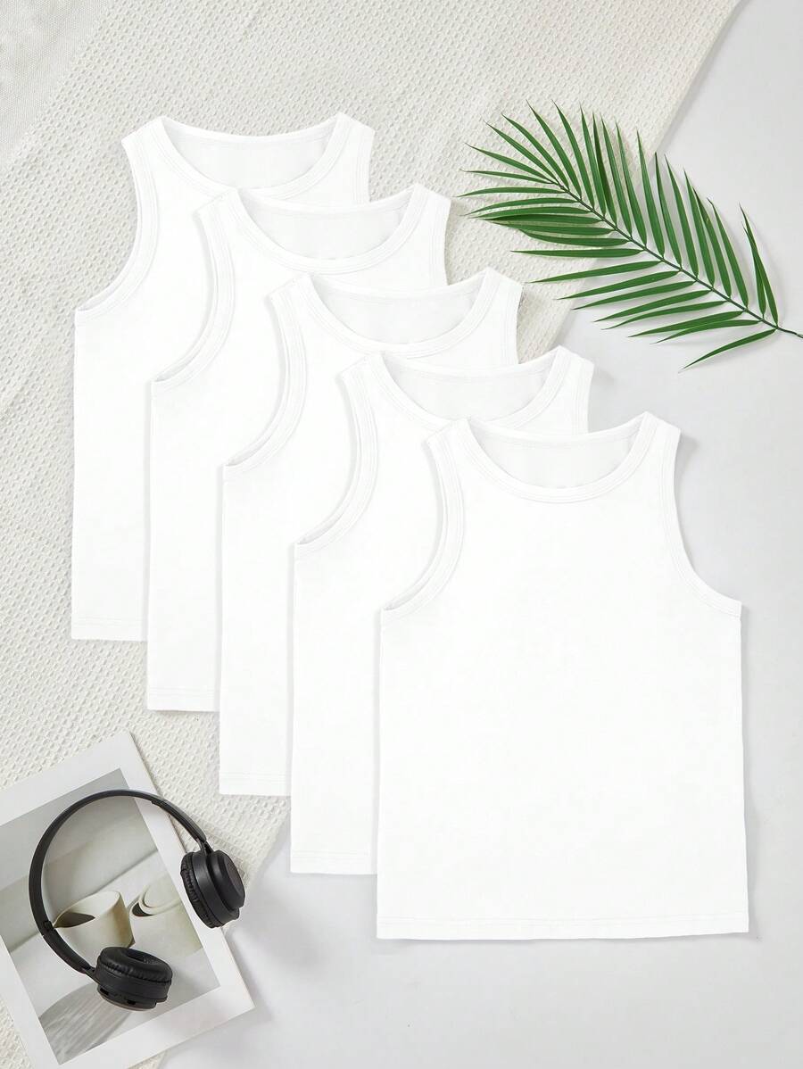 5件装男童舒适休闲无袖汗衫