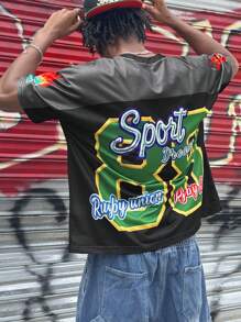 Men's Loose Fit Colorblock Heat Pattern Sports T-Shirt Set - Multicolor - View 2