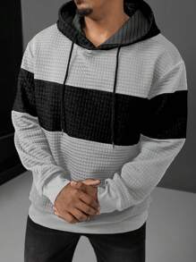 Manfinity Homme Áo nỉ trùm đầu tay dài rút dây màu khối màu cỡ lớn cho nam, thường ngày mùa thu - Nhiều màu - Xem 3