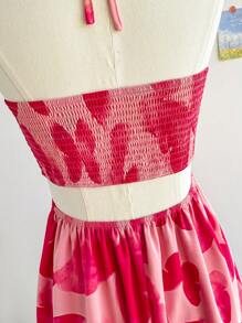 Soleia 扎染蝴蝶与花卉印花镂空腰抽绳浪漫女士休闲度假连衣裙 - 彩色 - 查看 6